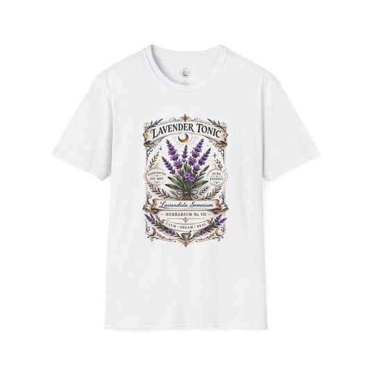Old Soul Apothecary Lavender Tonic Botanical Tee — Vintage Herbal Label Shirt - Creations by Chris and Carlos