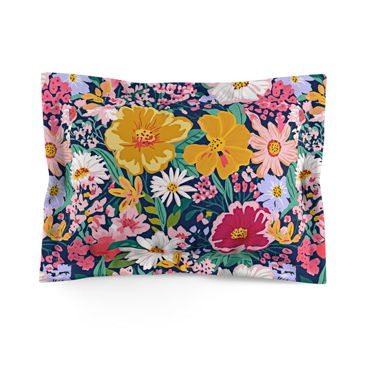 The Artisanal Flora Gallery Floral Meadow Pillow Sham — Colorful Garden Flower Decorative Sham - Creations by Chris and Carlos