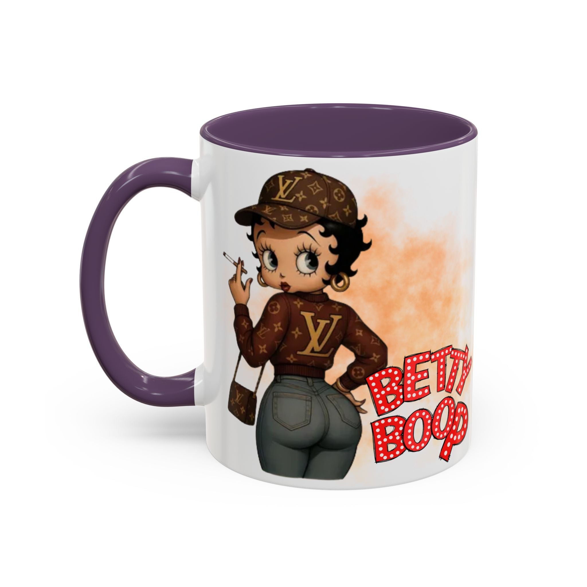 Accent Coffee Mug — Retro Pin-Up Character with 'Betty Boop' Text - Creations by Chris and Carlos