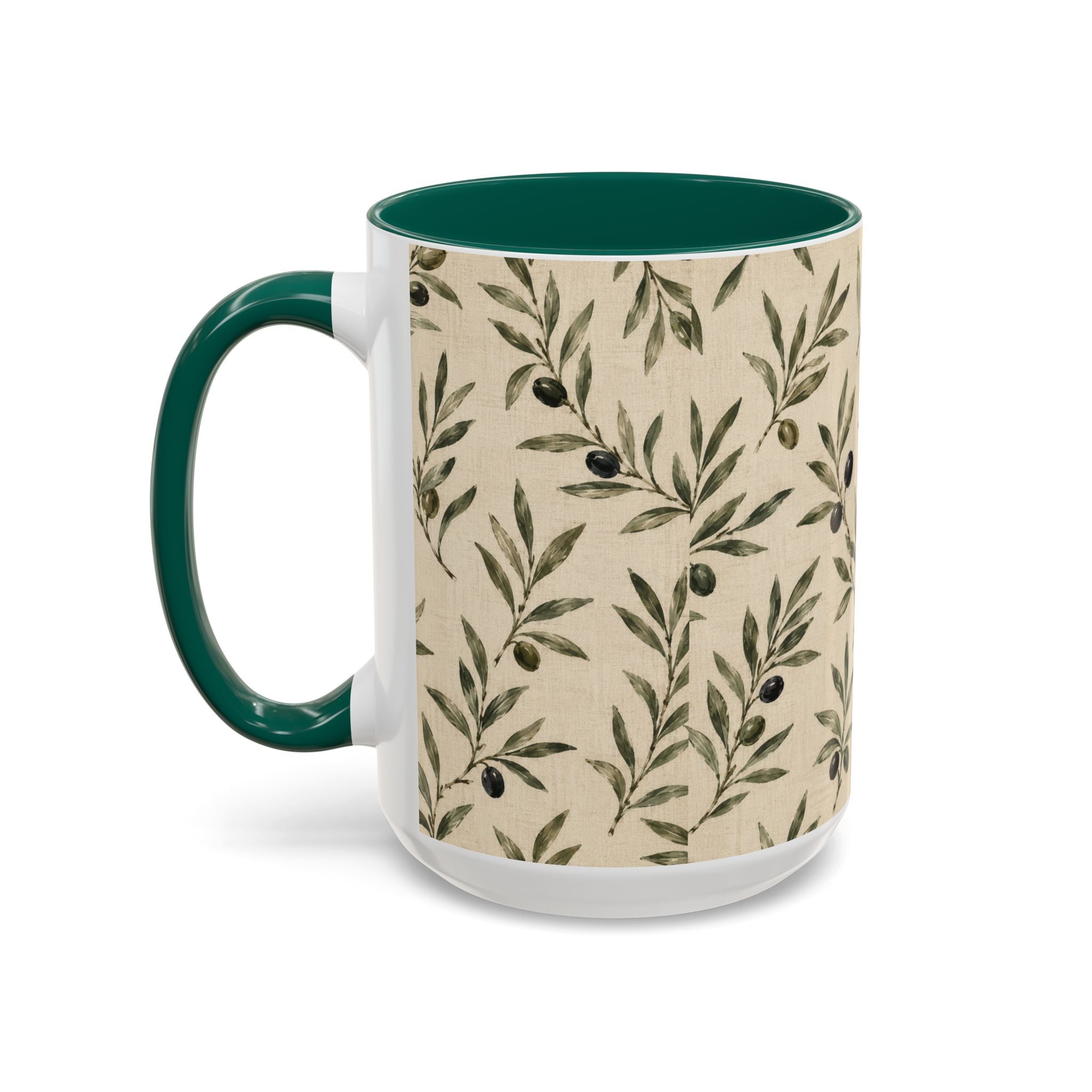 Olive Branch Pattern Ceramic Mug (11oz, 15oz) - Creations by Chris and Carlos