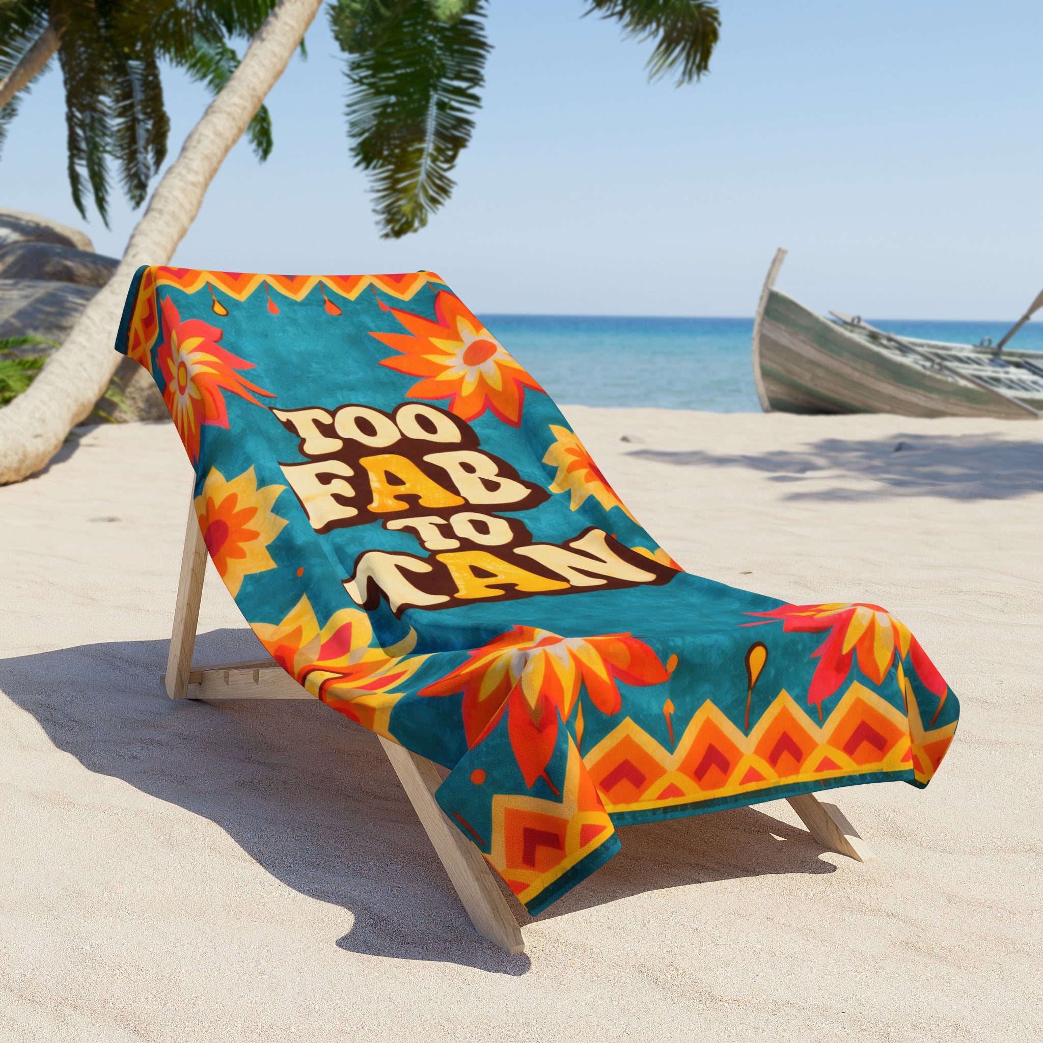 Beach Towel — "Too Fab to Tan" Floral Retro Pool & Beach Towel - Creations by Chris and Carlos