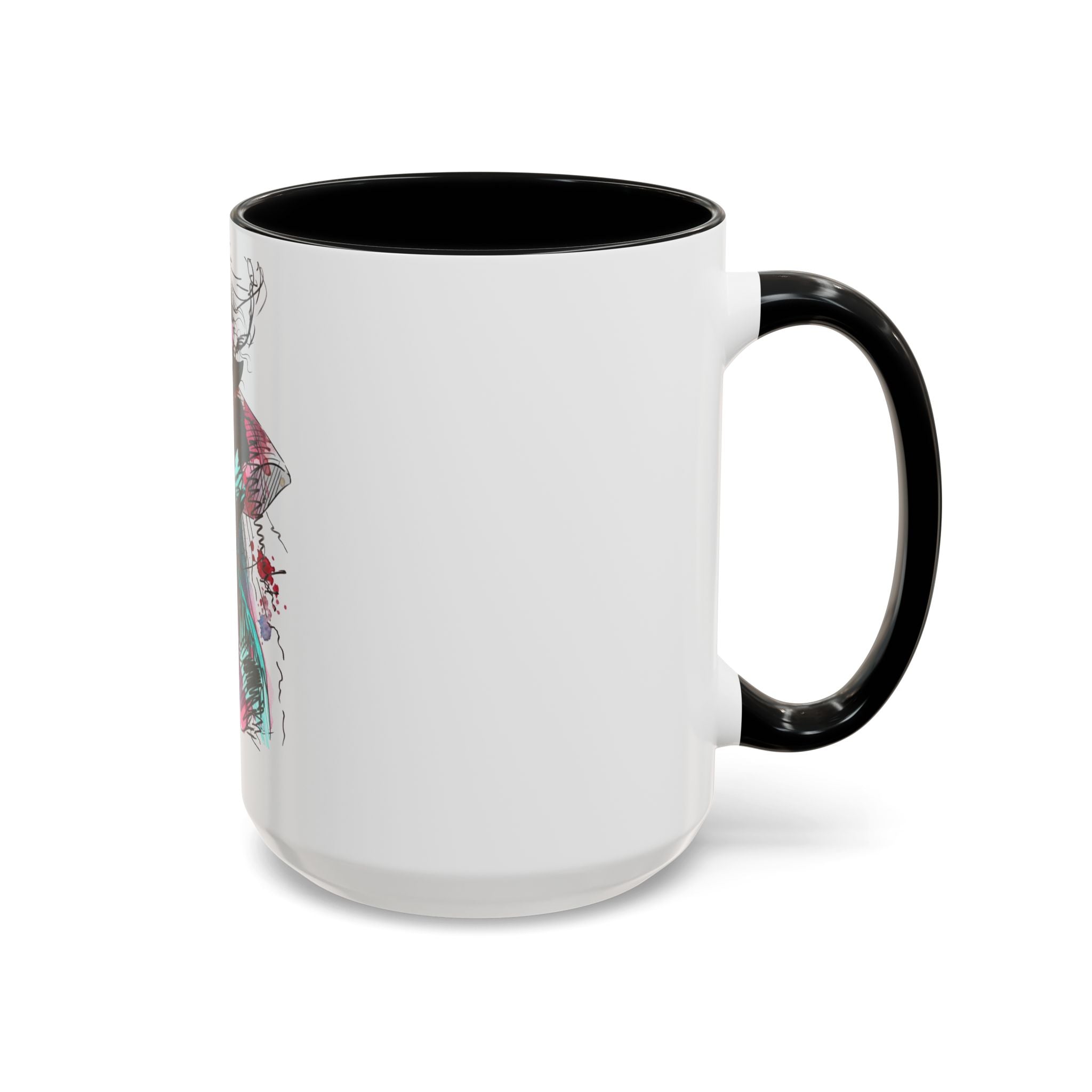 Abstract Floral Silhouette Accent Coffee Mug — Watercolor Woman Art (11/15oz) - Creations by Chris and Carlos