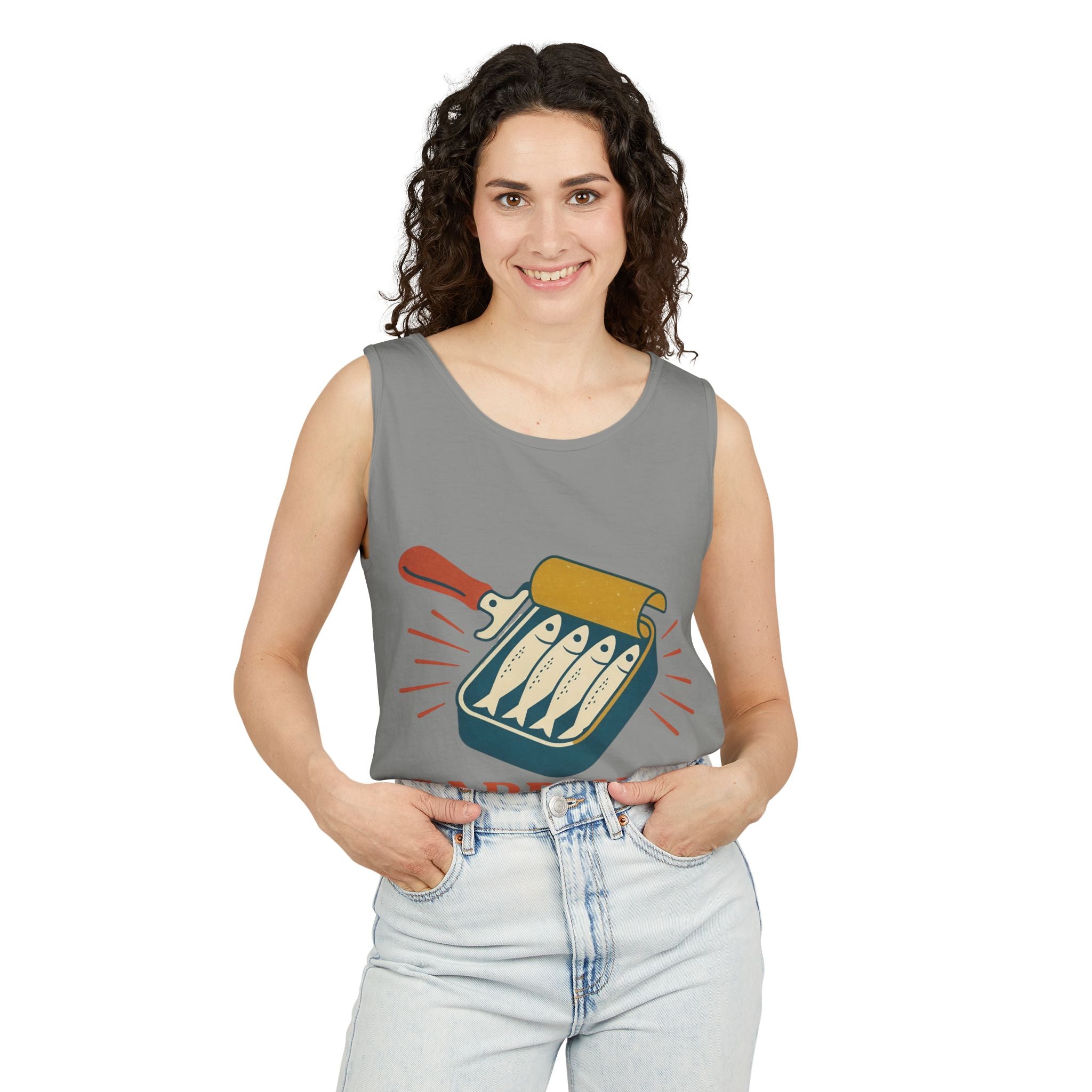 Sardines Graphic Tank Top — Retro Canned Fish Illustration - Creations by Chris and Carlos