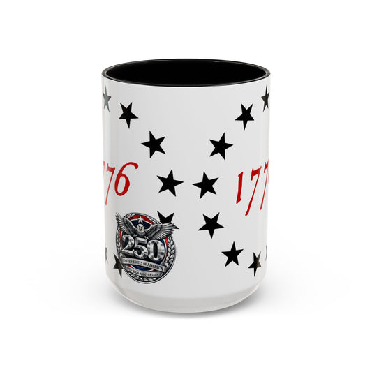1776 Stars Accent Coffee Mug — Patriotic 250th Anniversary Ceramic Cup - Creations by Chris and Carlos