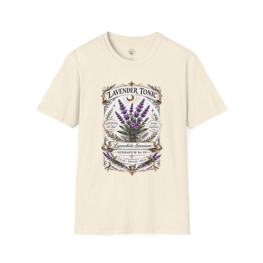 Old Soul Apothecary Lavender Tonic Botanical Tee — Vintage Herbal Label Shirt - Creations by Chris and Carlos