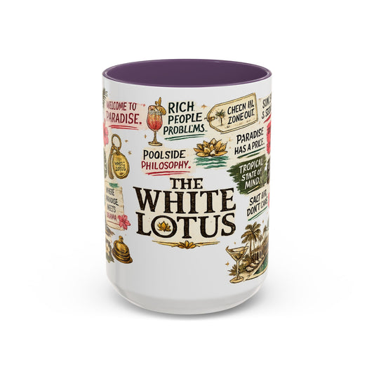 White Lotus Coffee Mug — Tropical Resort Quote Accent Mug - Creations by Chris and Carlos