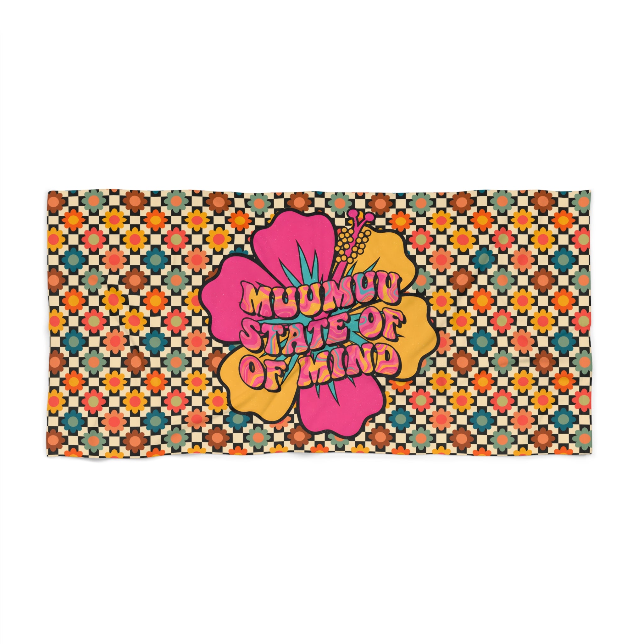 Stateroom 401 Roper's Romp Collection- Beach Towel - "Muumuu State of Mind" Retro Floral Hawaiian Towel - Creations by Chris and Carlos