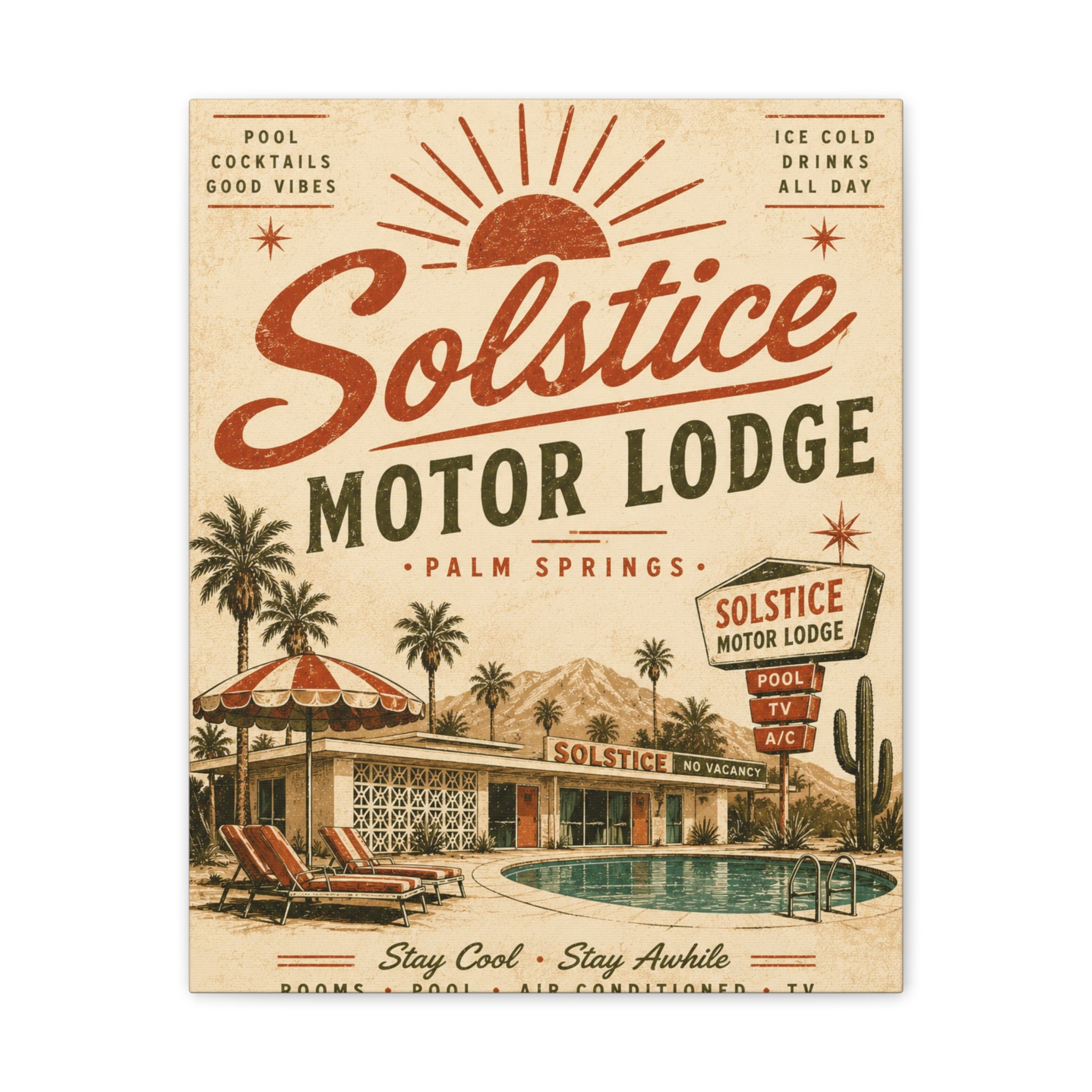Solstice Motor Lodge Vintage Palm Springs Canvas Print - Creations by Chris and Carlos