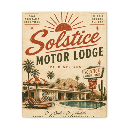 Solstice Motor Lodge Vintage Palm Springs Canvas Print - Creations by Chris and Carlos
