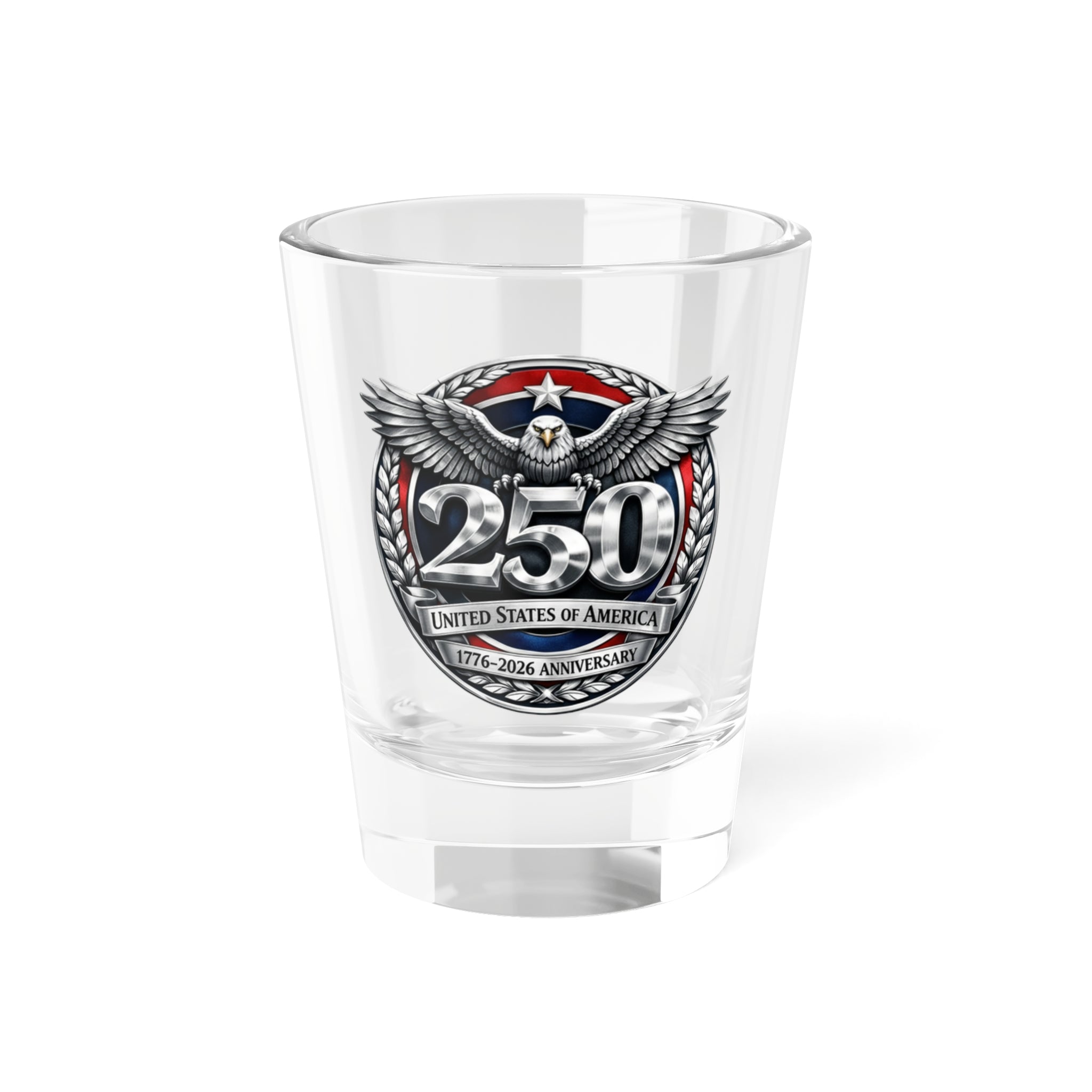 USA 250th Anniversary Eagle Shot Glass — 1.5 oz Patriotic Independence Day Keepsake - Creations by Chris and Carlos