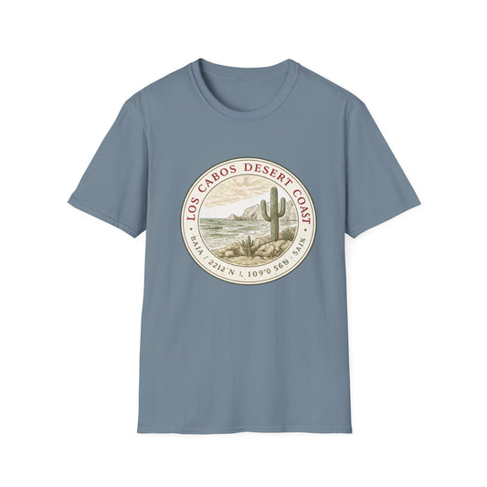Los Cabos Desert Coast T-Shirt – Vintage Cactus Beach Badge - Creations by Chris and Carlos