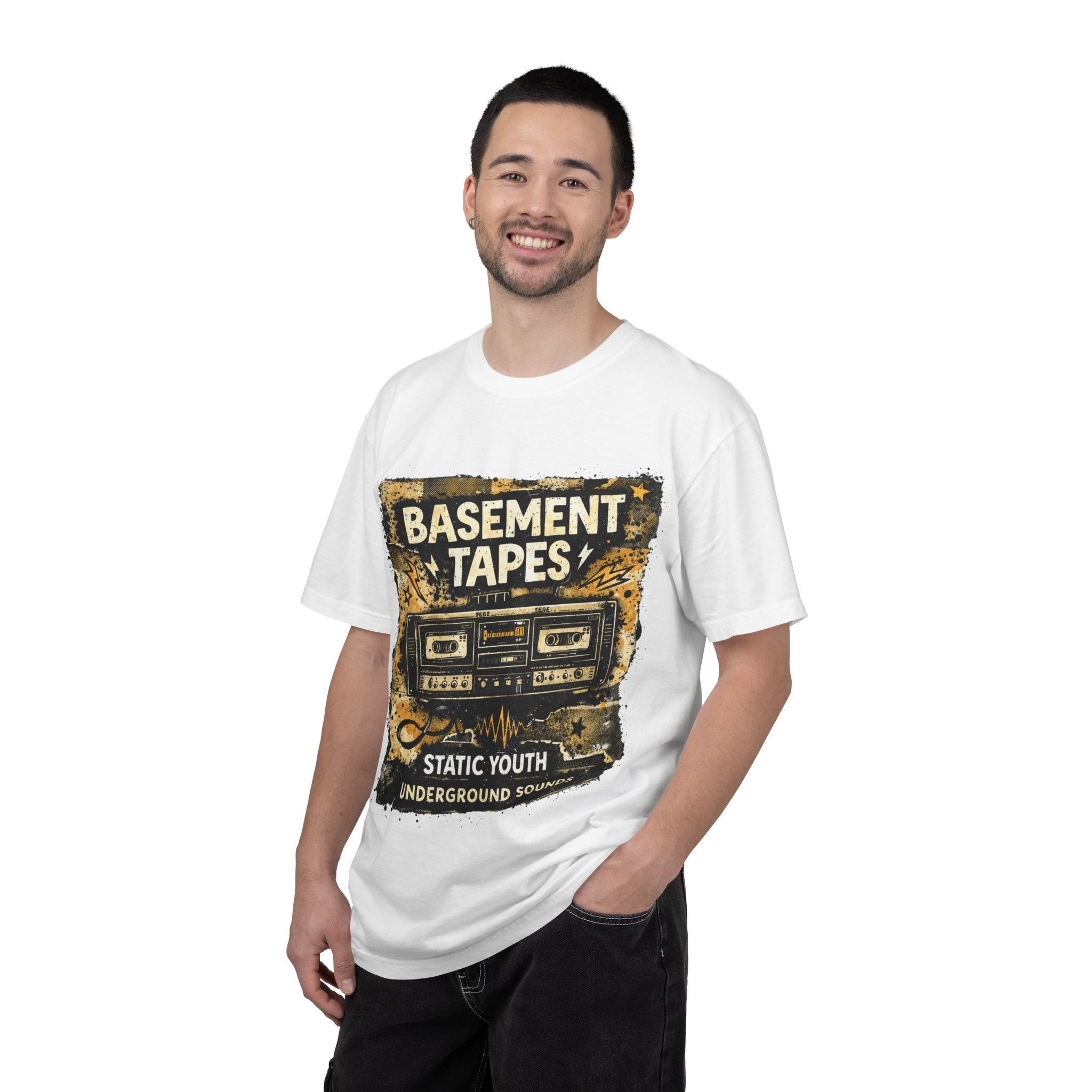 Basement Tapes Cassette Tee — Retro 'Static Youth' Underground Music T-Shirt - Creations by Chris and Carlos