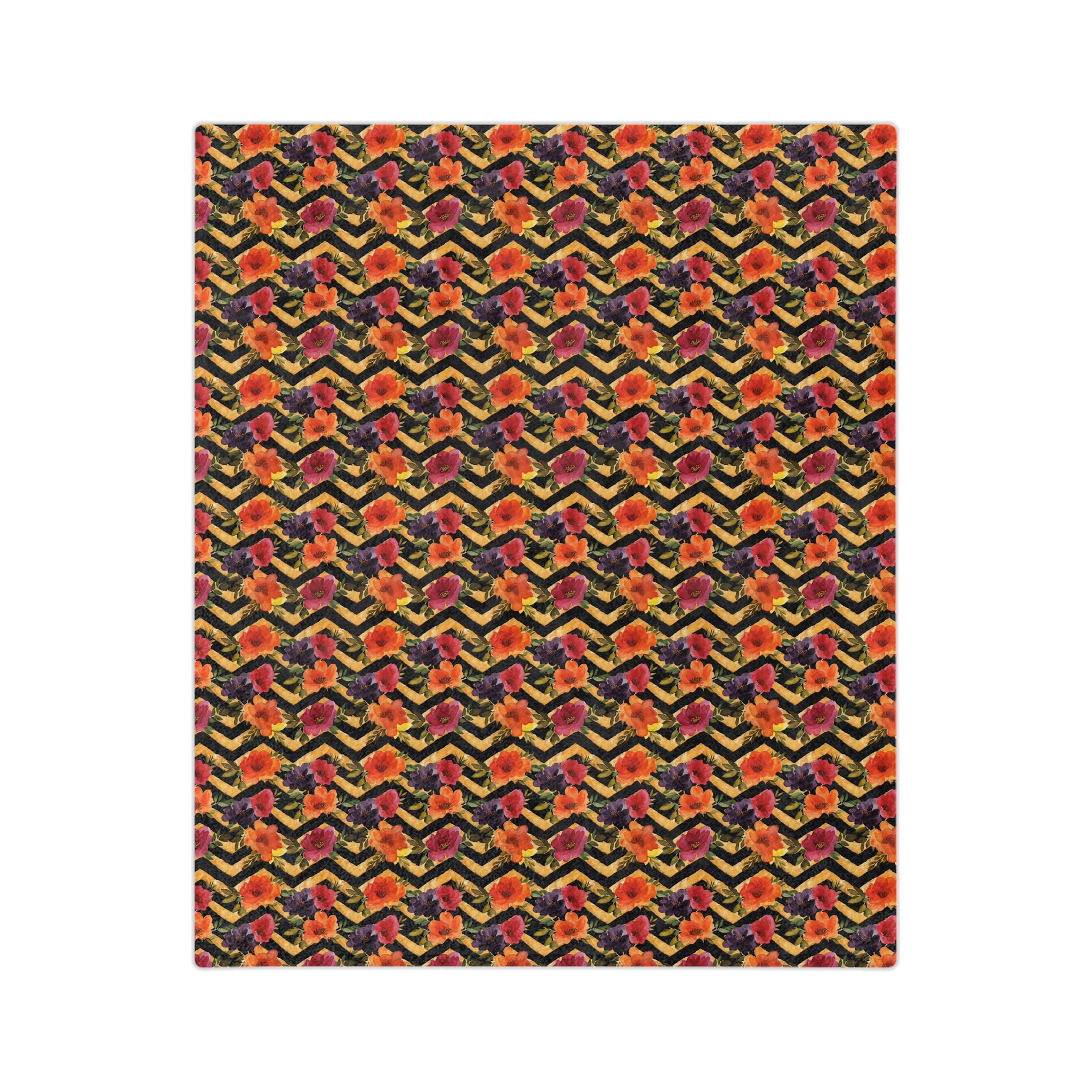 Sol y Alegría (Sun and Joy) Collection- Floral Chevron Velveteen Microfiber Blanket - Creations by Chris and Carlos