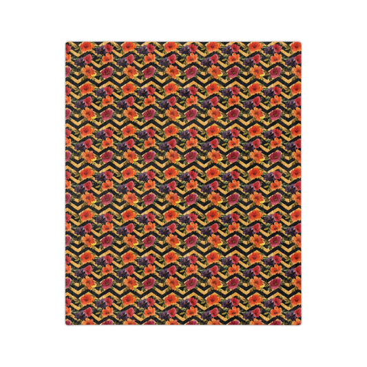 Sol y Alegría (Sun and Joy) Collection- Floral Chevron Velveteen Microfiber Blanket - Creations by Chris and Carlos