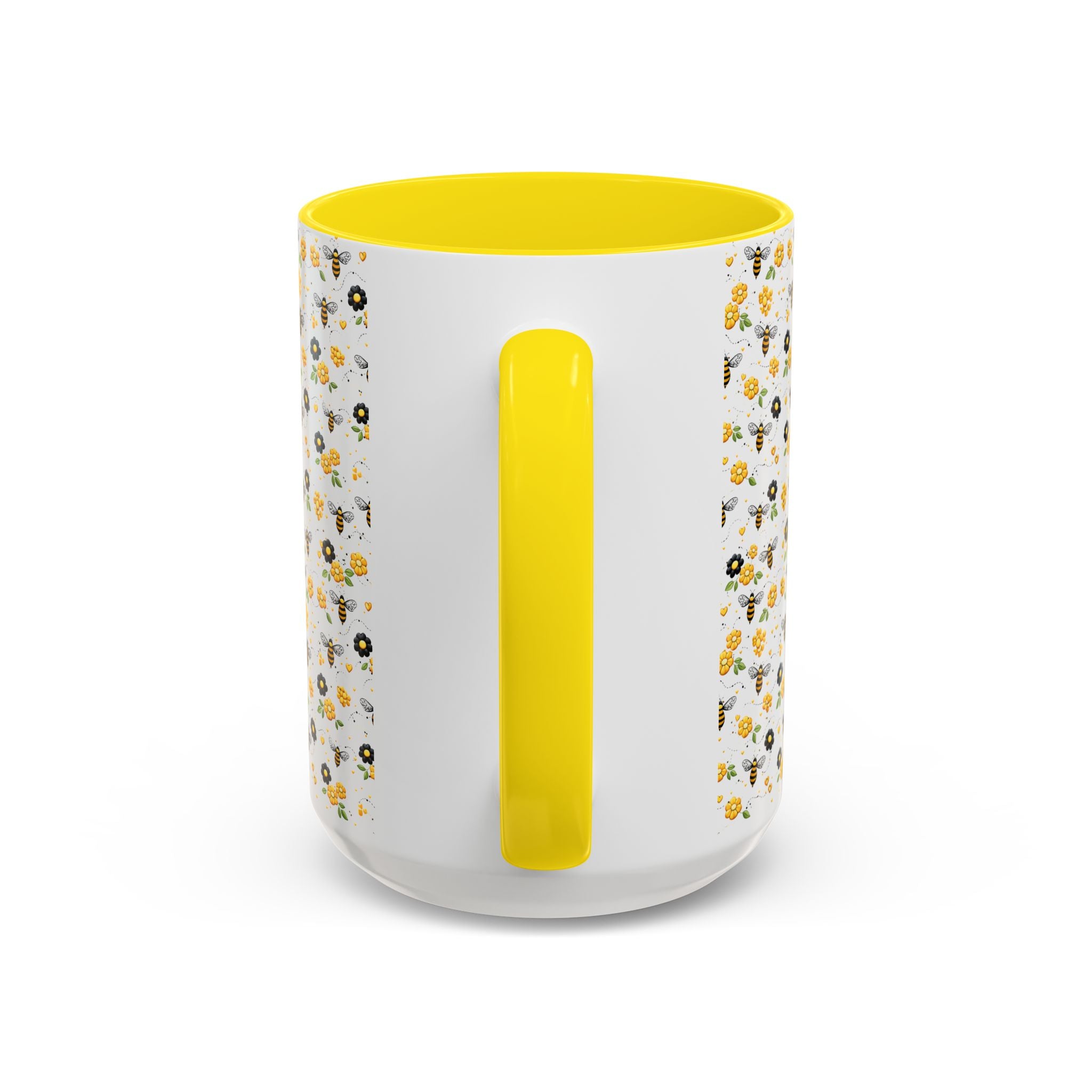 Bee & Yellow Floral Accent Coffee Mug – Cute Spring Floral Pattern (11/15oz) - Creations by Chris and Carlos