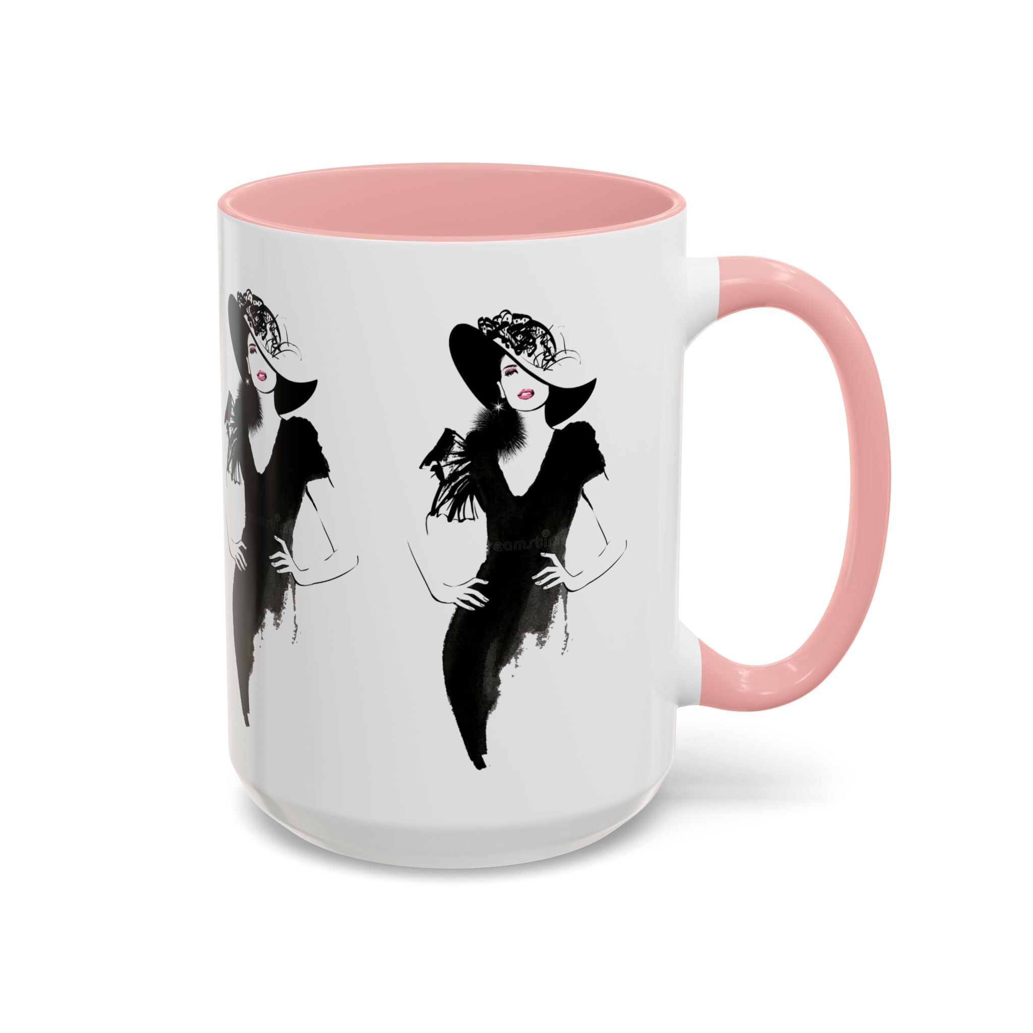Elegant Lady Fashion Coffee Mug – Vintage Chic Black & White Accent - Creations by Chris and Carlos