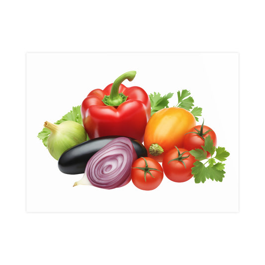 Fresh Veggie Kitchen Poster — Colorful Bell Pepper & Tomato Matte Print - Creations by Chris and Carlos