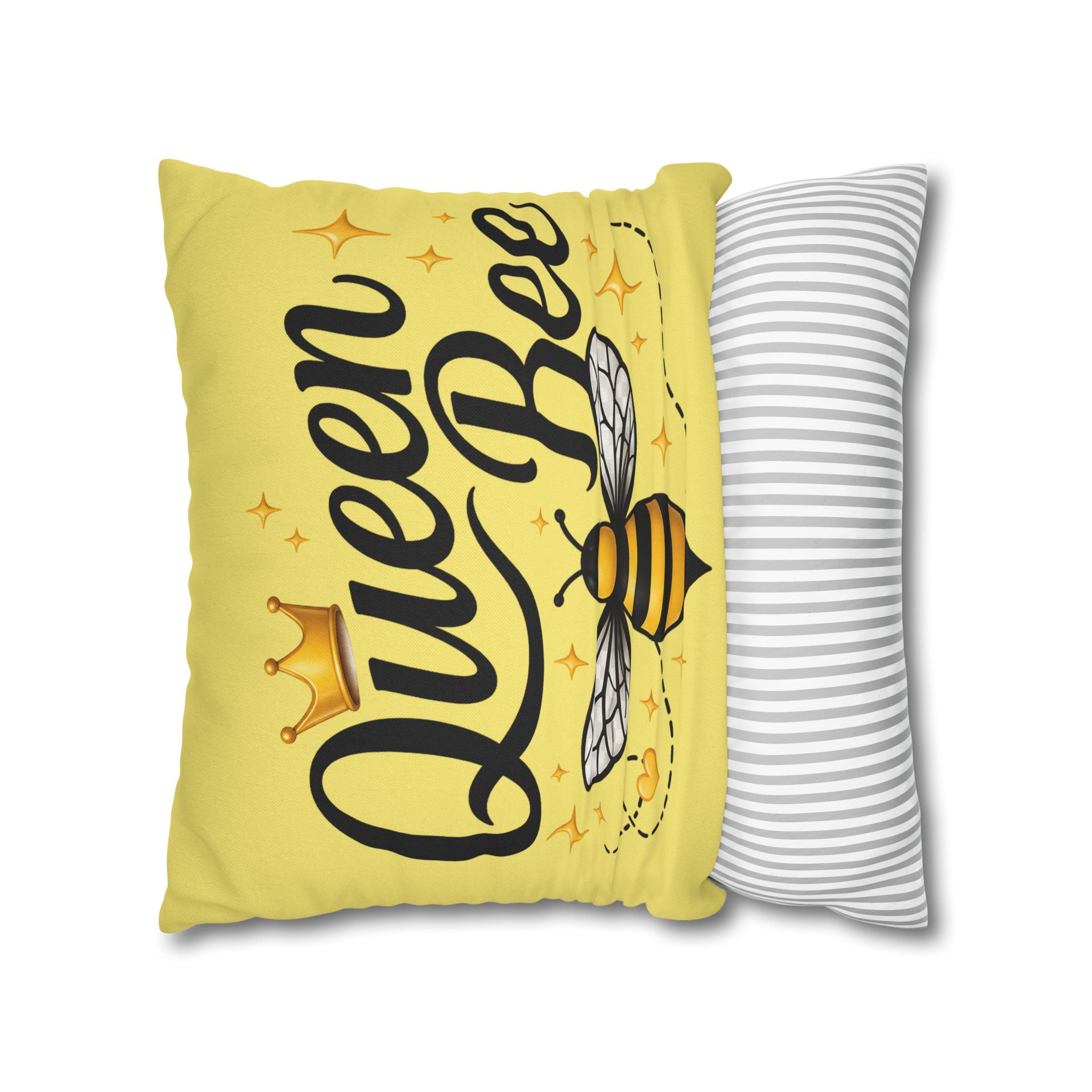 Honey Bee Decorative Pillowcase – Yellow Floral Bee Accent Cushion Cover - Creations by Chris and Carlos