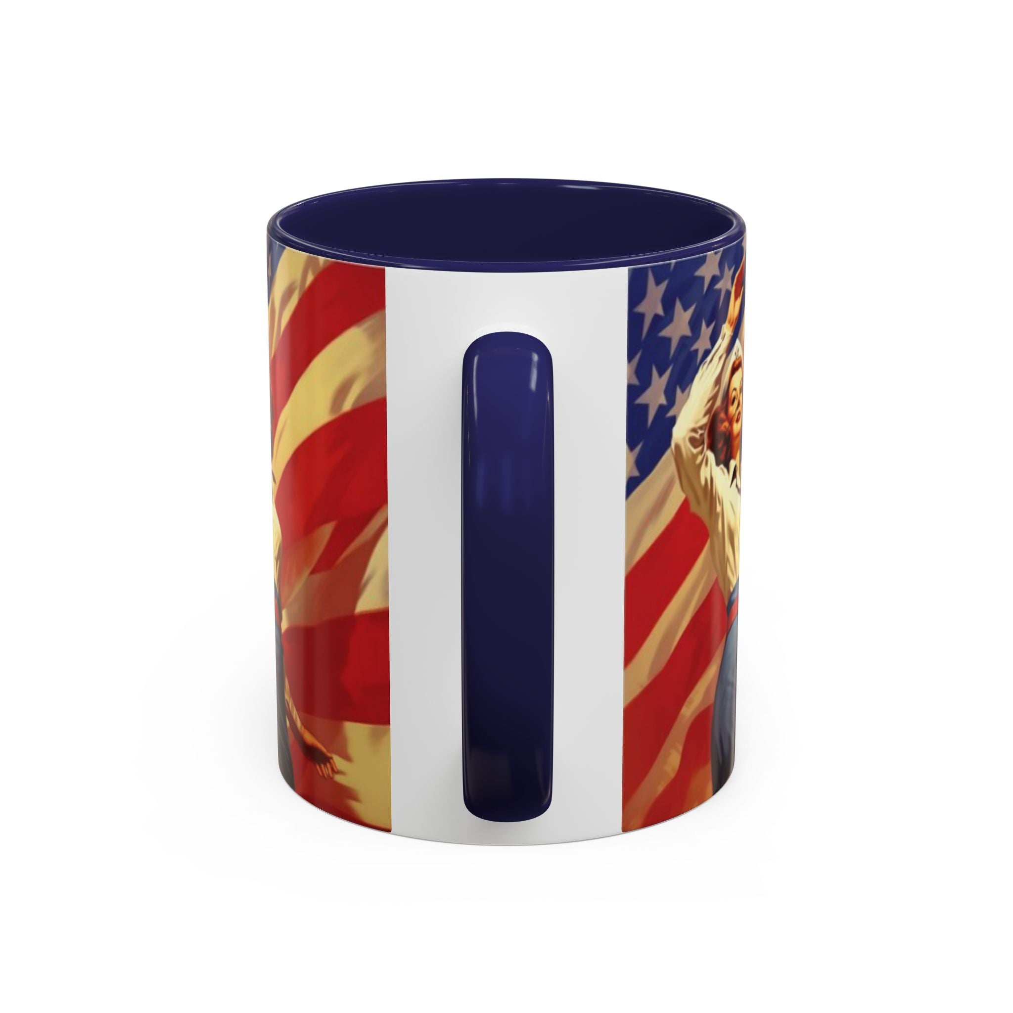 Patriotic Pin-Up Coffee Mug — Vintage American Flag Accent (11/15 oz) - Creations by Chris and Carlos