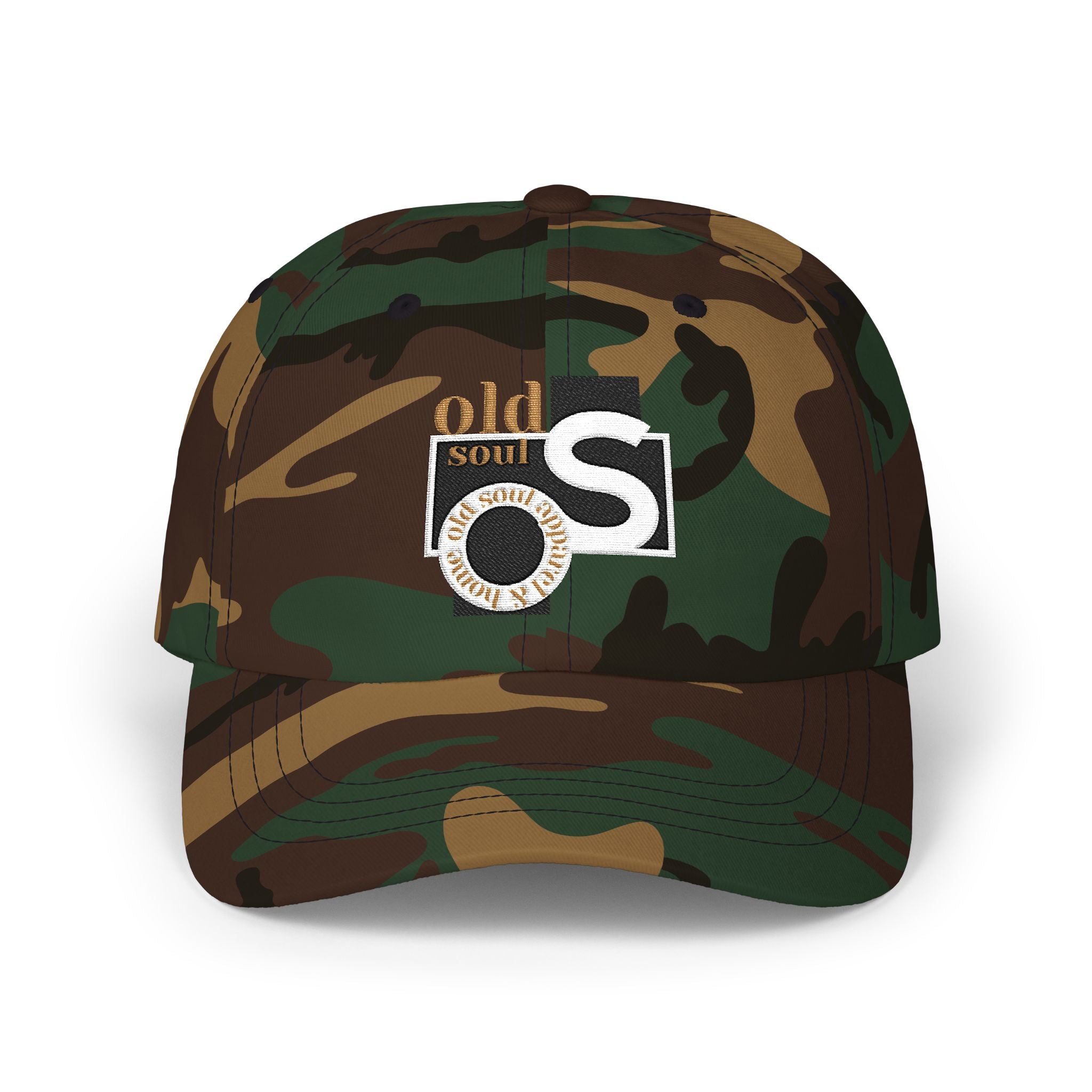 Classic Dad Cap – 'Old Soul' Retro Block Logo Embroidered Baseball Hat - Creations by Chris and Carlos