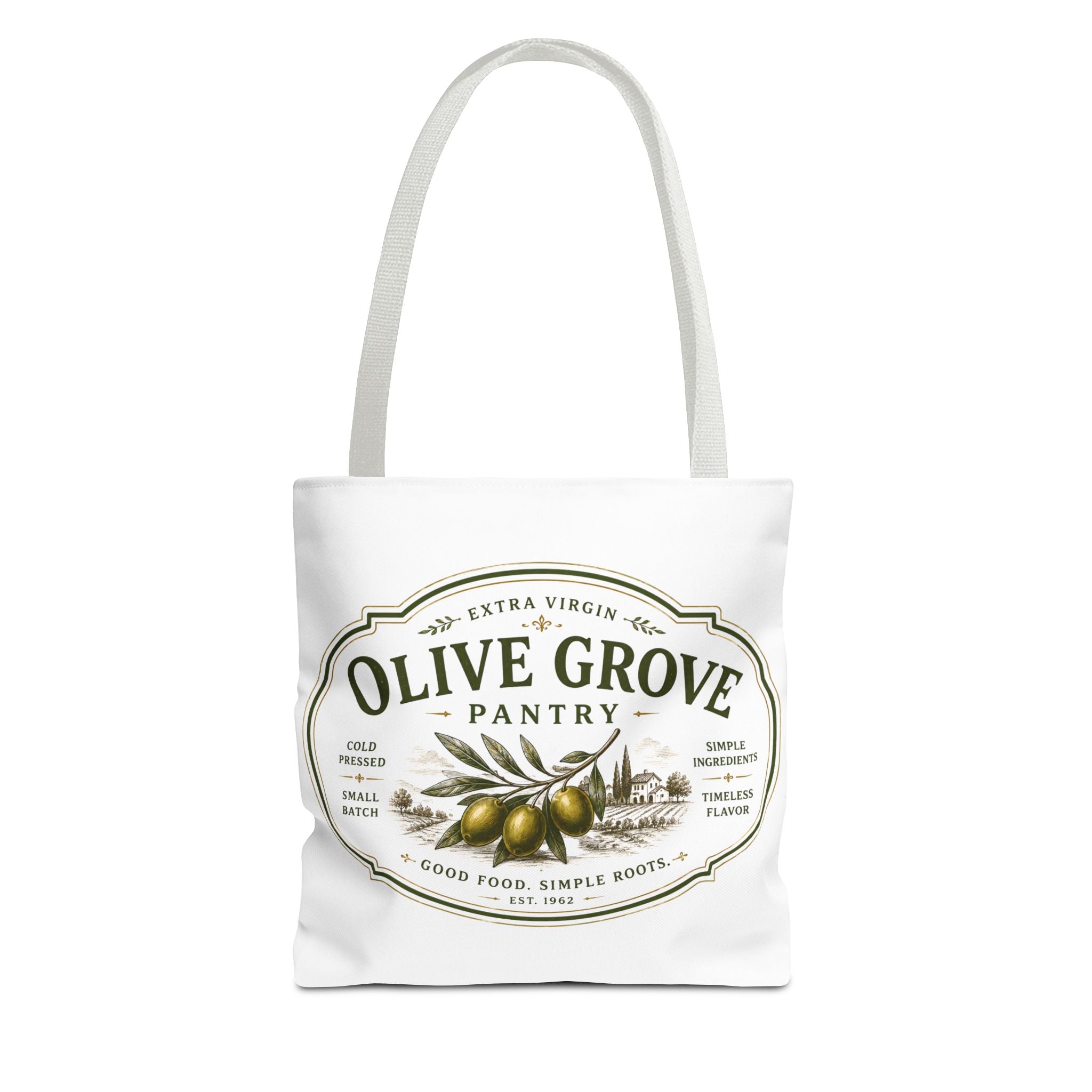 Olive Grove Pantry Tote Bag — Vintage Olive Oil Market Grocery Tote - Creations by Chris and Carlos