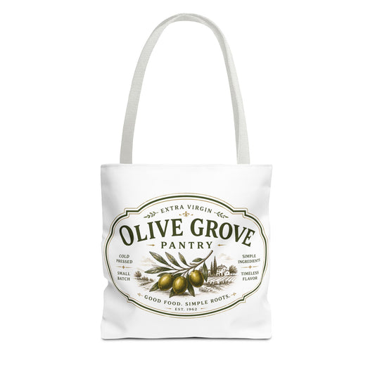 Olive Grove Pantry Tote Bag — Vintage Olive Oil Market Grocery Tote - Creations by Chris and Carlos