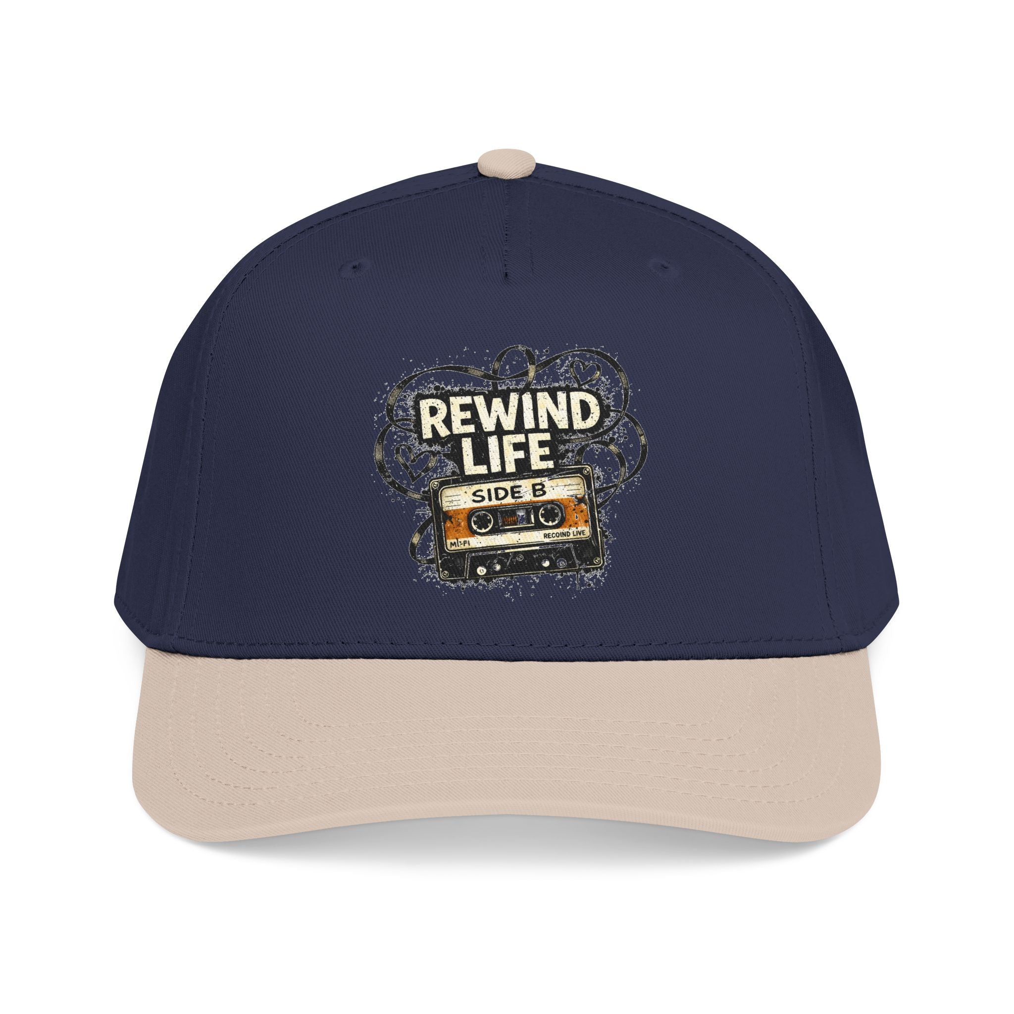 Rewind Life Cassette Cap — Retro Music Mid-Profile Baseball Hat - Creations by Chris and Carlos