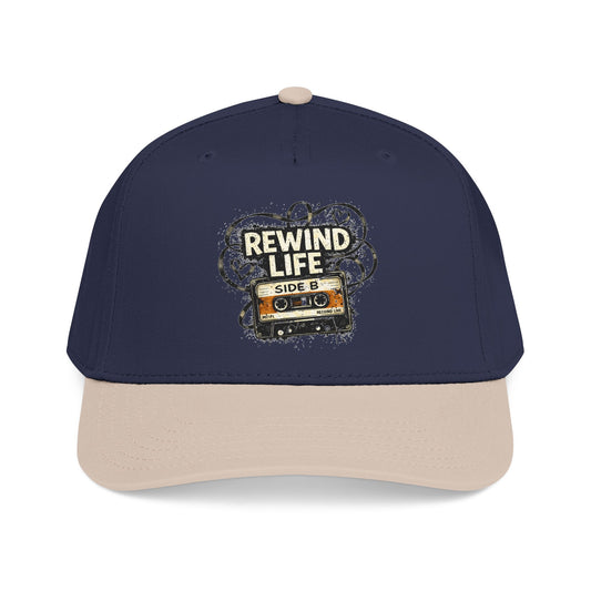 Rewind Life Cassette Cap — Retro Music Mid-Profile Baseball Hat - Creations by Chris and Carlos