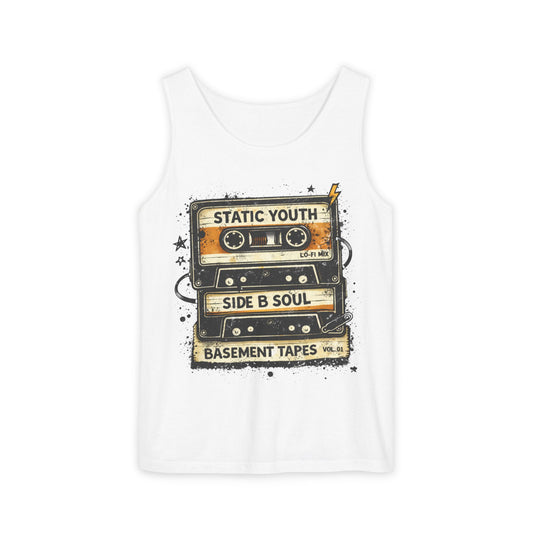 Cassette Tape Tank Top — "Static Youth / Side B Soul" Retro Music Vintage Tank - Creations by Chris and Carlos