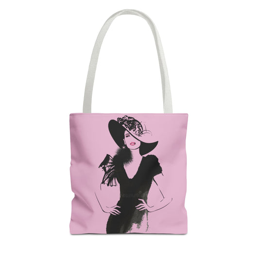 Fashion Illustration Tote Bag — Chic Pink Lady Print - Creations by Chris and Carlos