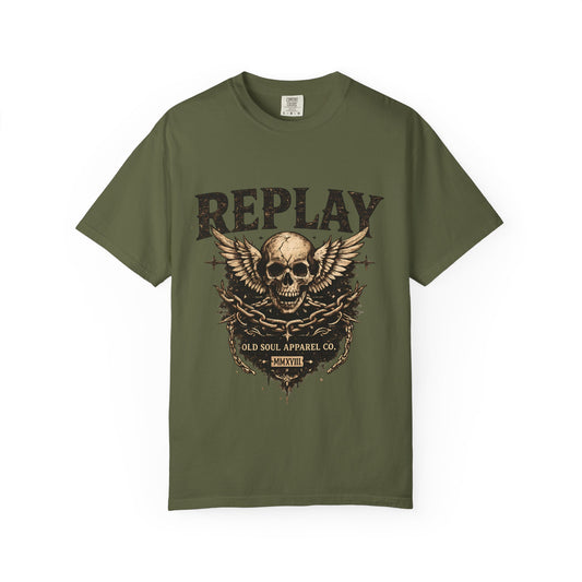 Replay Skull T-Shirt — Vintage Rock Graphic Tee - Creations by Chris and Carlos