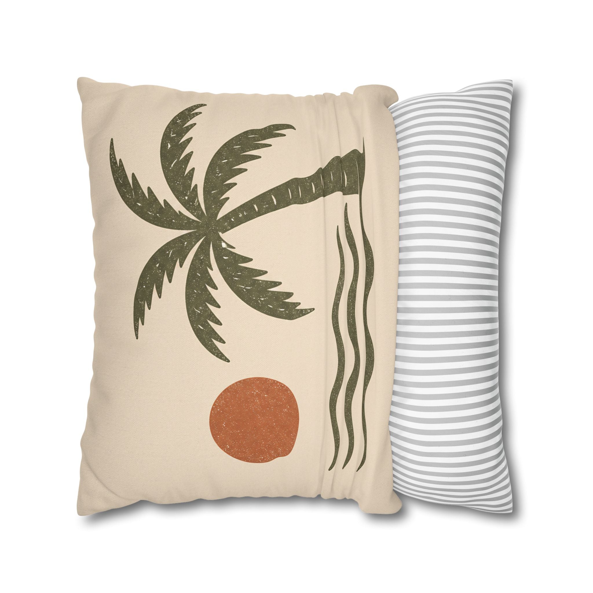 Retro Palm Tree Beach Pillowcase — Tropical Sunset Decorative Throw - Creations by Chris and Carlos