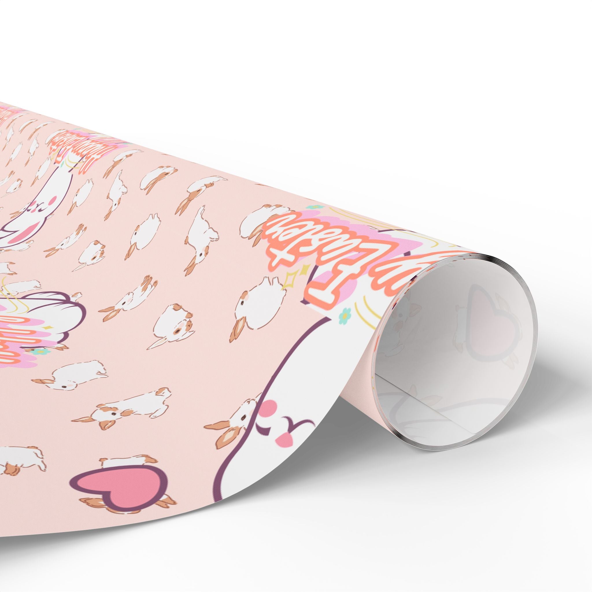 Easter Cute Bunny Pattern Wrapping Paper - Pastel Pink Love & Hearts Gift Wrap - Creations by Chris and Carlos