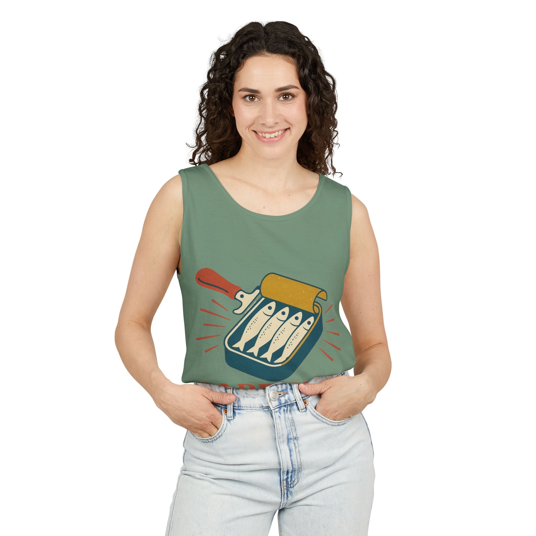 Sardines Graphic Tank Top — Retro Canned Fish Illustration - Creations by Chris and Carlos