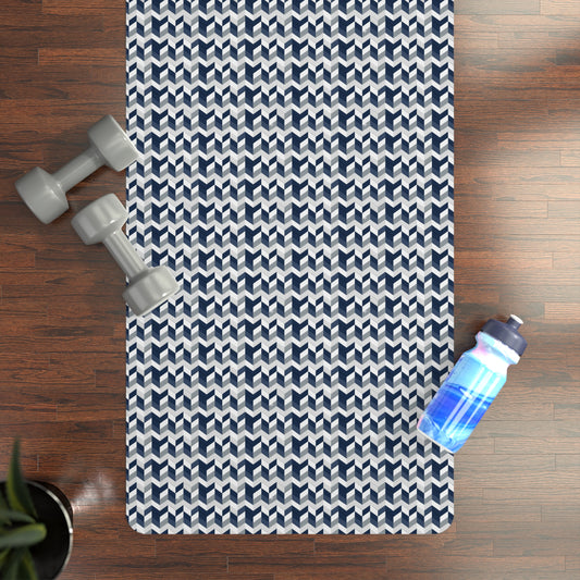 Prism Point Athletic Collection- Non-Slip Rubber Yoga Mat Navy Knit Pattern, Reversible Grip Surface - Creations by Chris and Carlos
