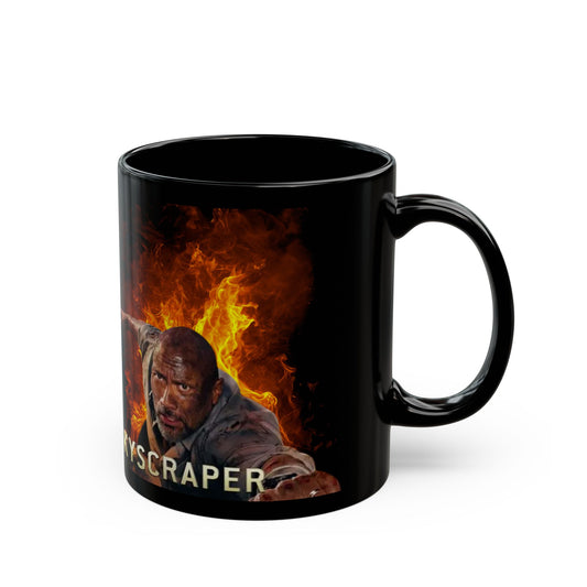 Skyscraper Movie Mug — Dwayne Johnson Action Fire Scene 11oz/15oz Black Coffee Cup - Creations by Chris and Carlos