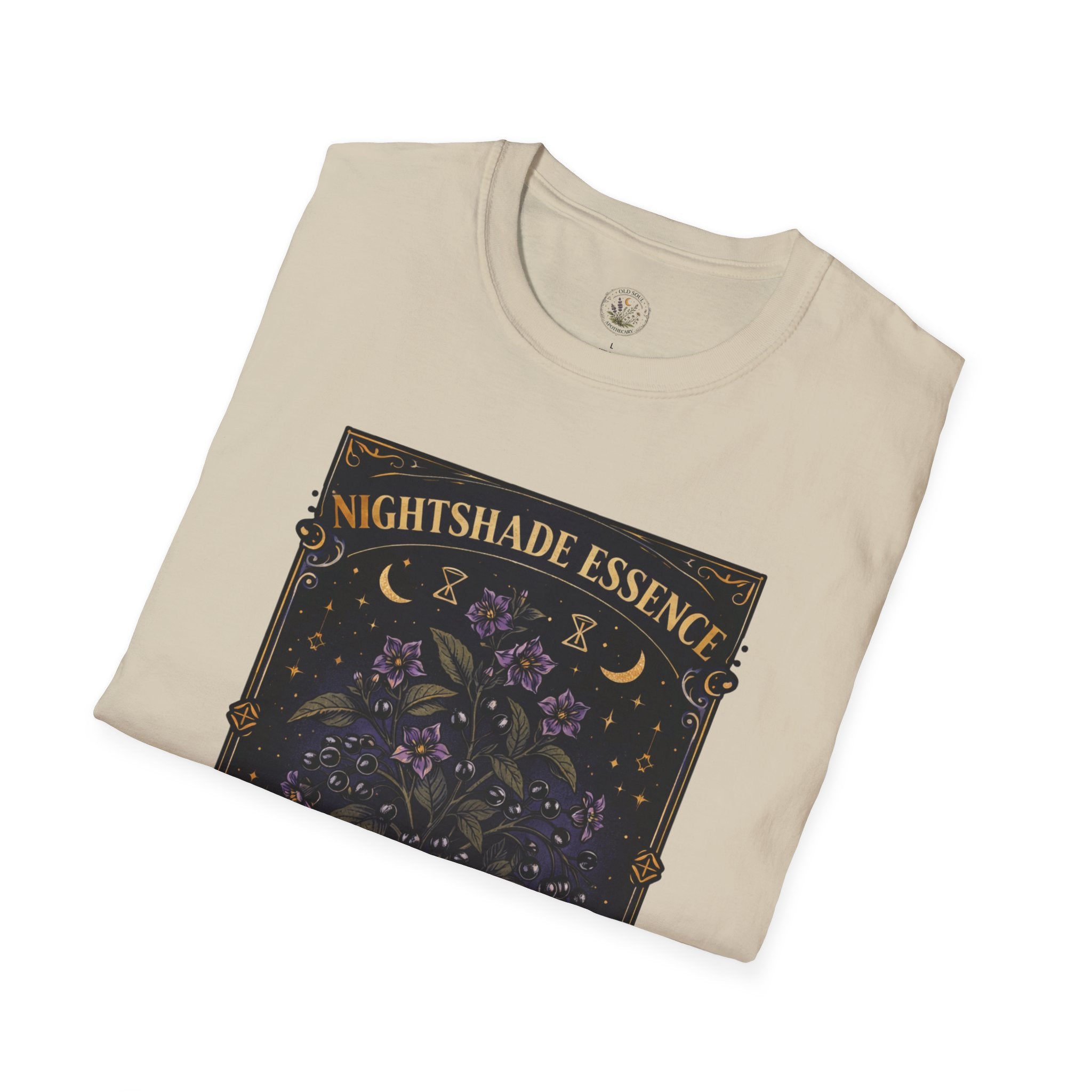 Old Soul Apothecary Nightshade Essence T-Shirt — Botanical Moonlight Graphic Tee - Creations by Chris and Carlos