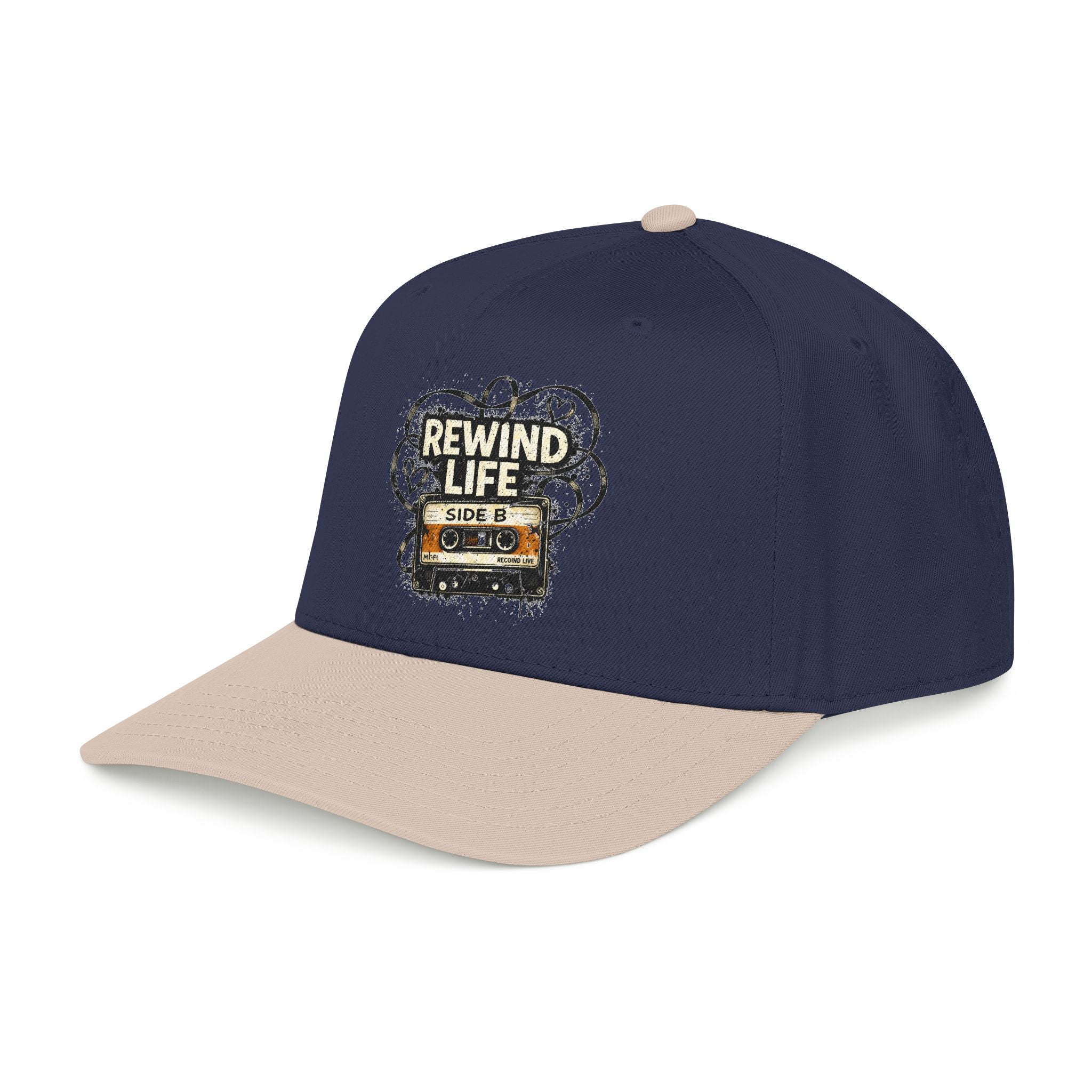 Rewind Life Cassette Cap — Retro Music Mid-Profile Baseball Hat - Creations by Chris and Carlos
