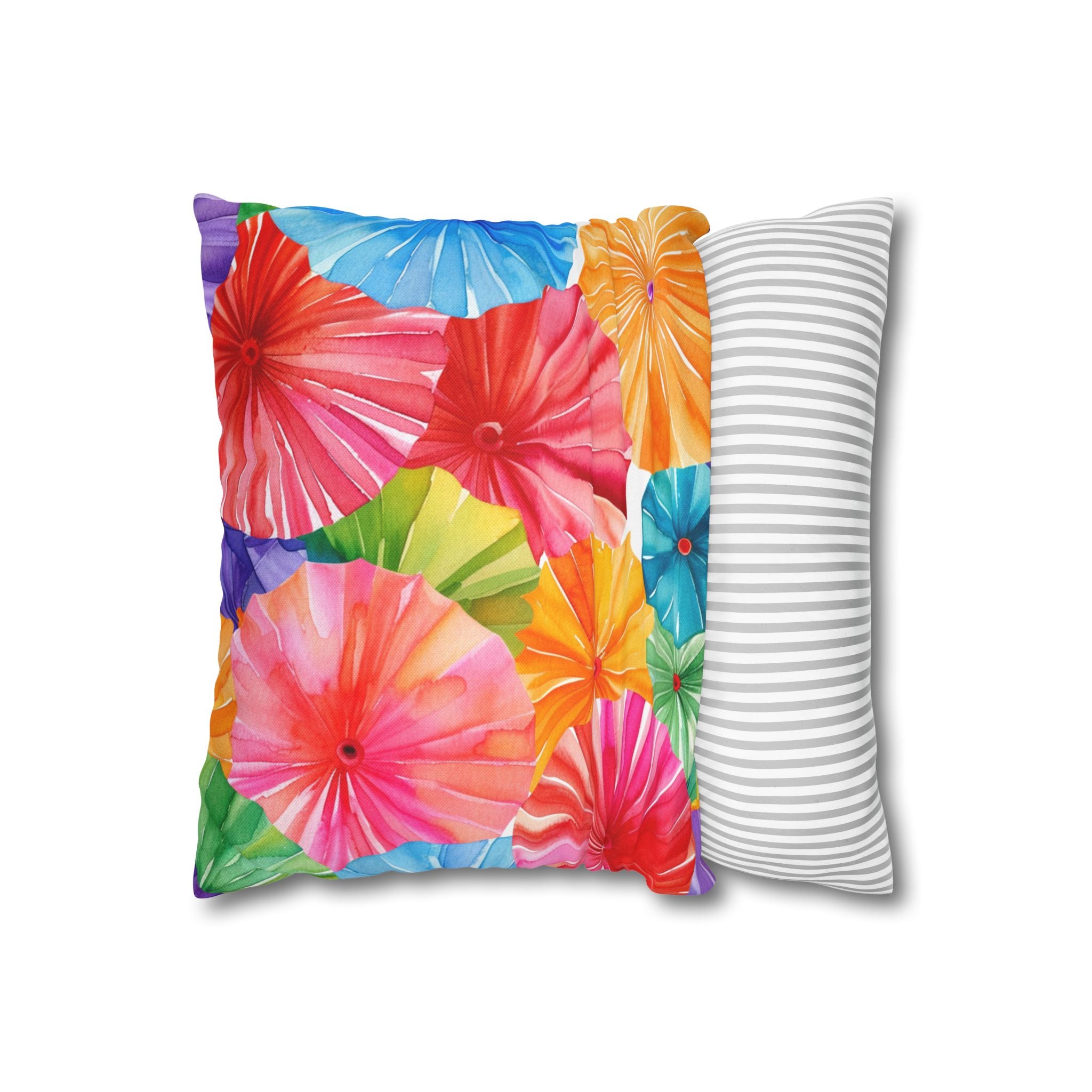 Sol y Alegría (Sun and Joy) Collection- Cactus Succulent Pattern Microfiber Blanket Soft Velveteen Throw for Home & Garden Lovers ropical Floral Throw Pillowcase — Colorful Umbrella Flower Design - Creations by Chris and Carlos