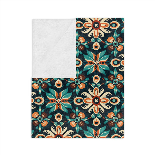 Sol y Alegría (Sun and Joy) Collection-Bohemian Tile Velveteen Microfiber Blanket - Creations by Chris and Carlos