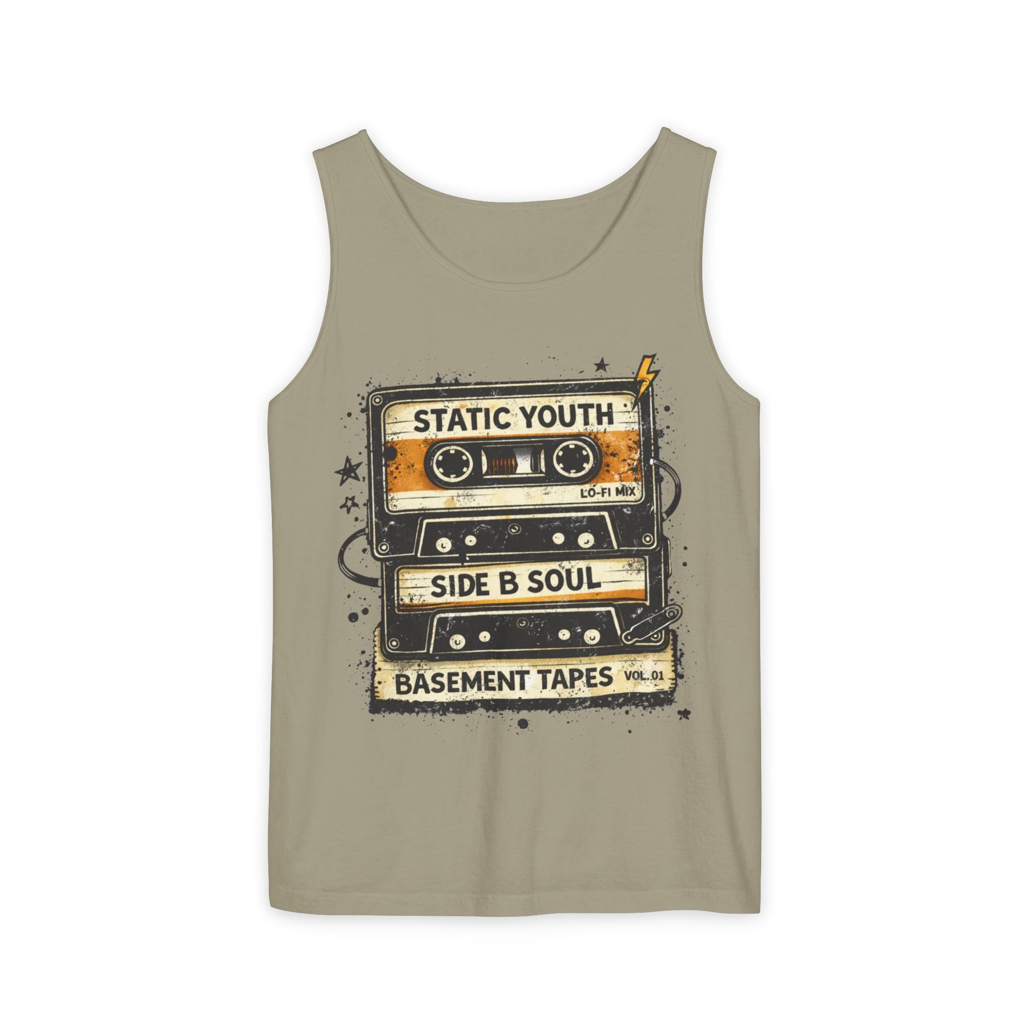 Cassette Tape Tank Top — "Static Youth / Side B Soul" Retro Music Vintage Tank - Creations by Chris and Carlos