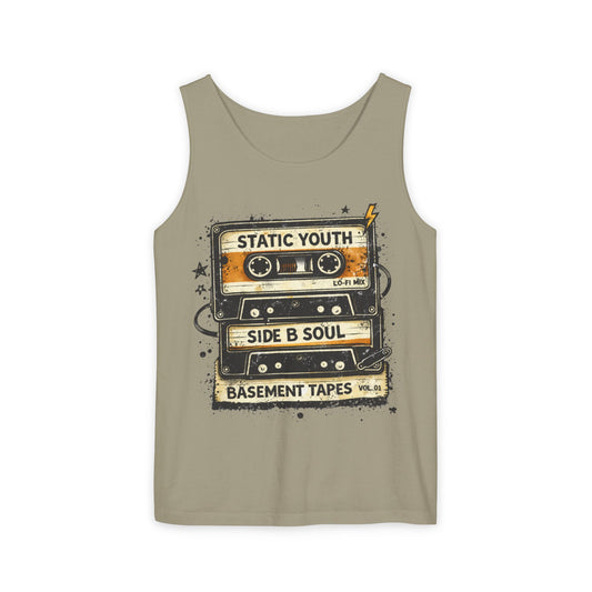 Cassette Tape Tank Top — "Static Youth / Side B Soul" Retro Music Vintage Tank - Creations by Chris and Carlos