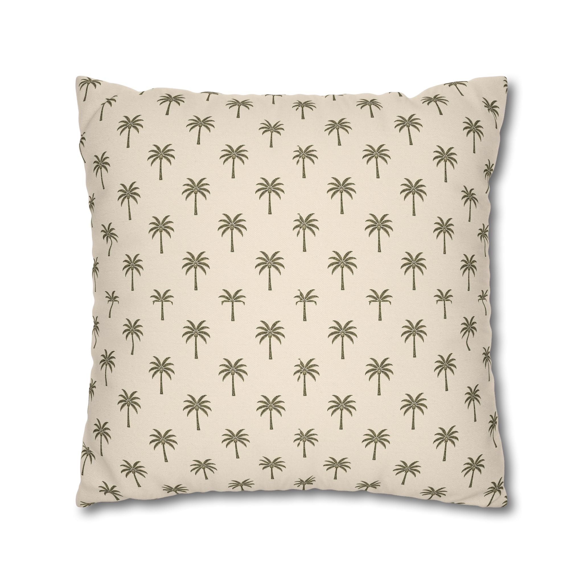 Palm Pattern Square Pillowcase — Tropical Beige Decorative Throw Pillow Cover - Creations by Chris and Carlos
