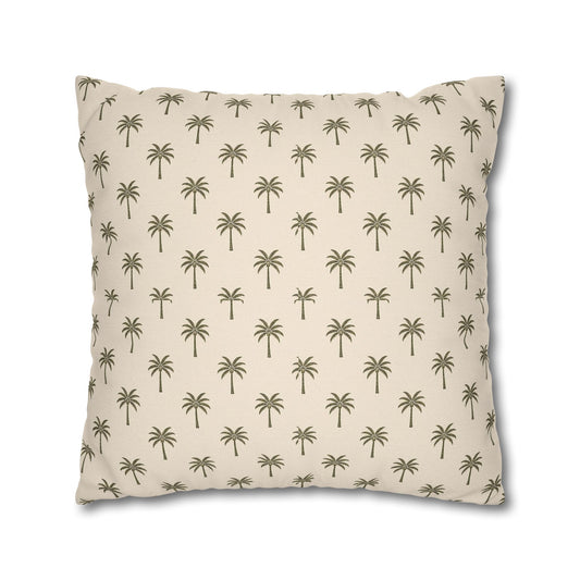 Palm Pattern Square Pillowcase — Tropical Beige Decorative Throw Pillow Cover - Creations by Chris and Carlos