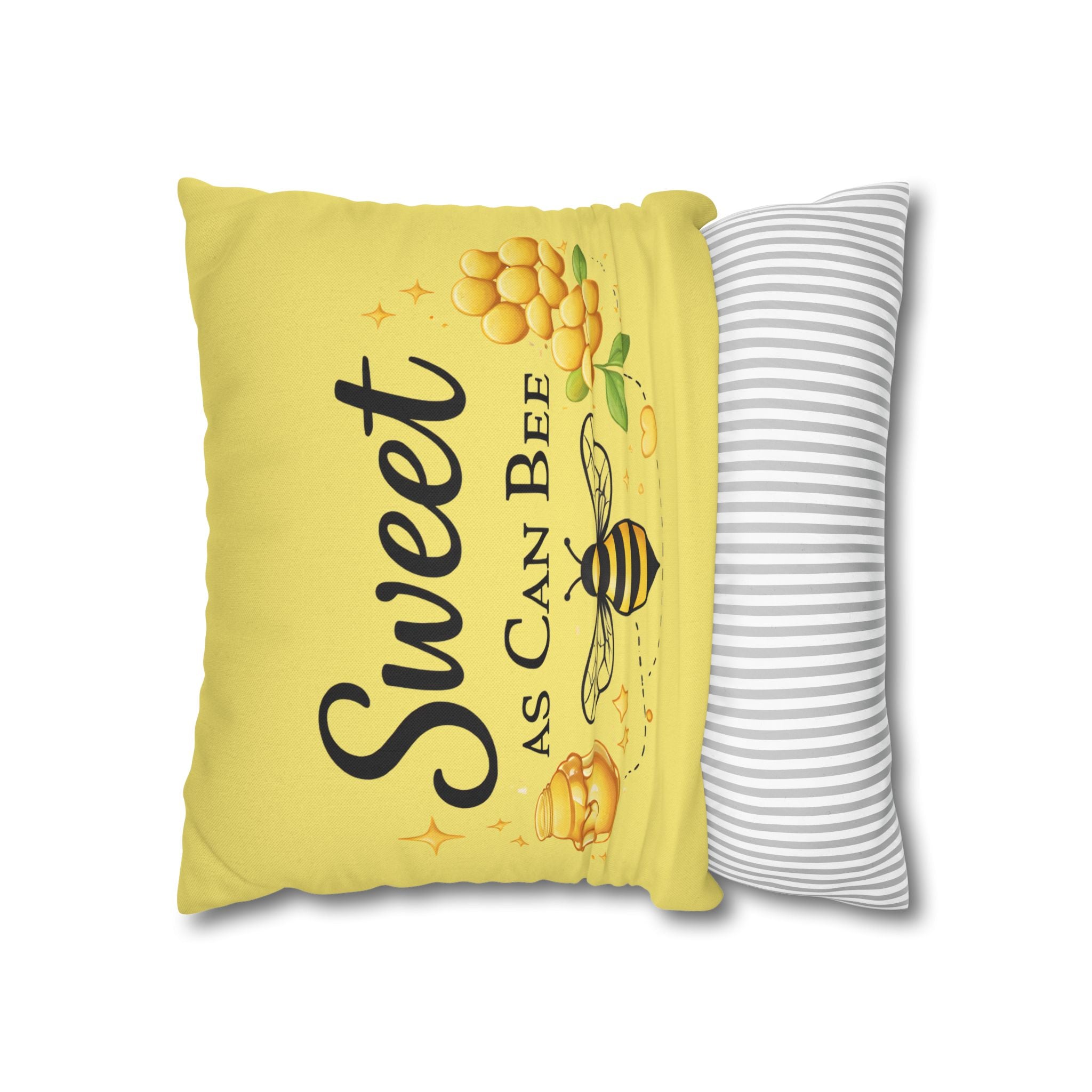 Honey Bee Decorative Pillowcase – Yellow Floral Bee Accent Cushion Cover - Creations by Chris and Carlos