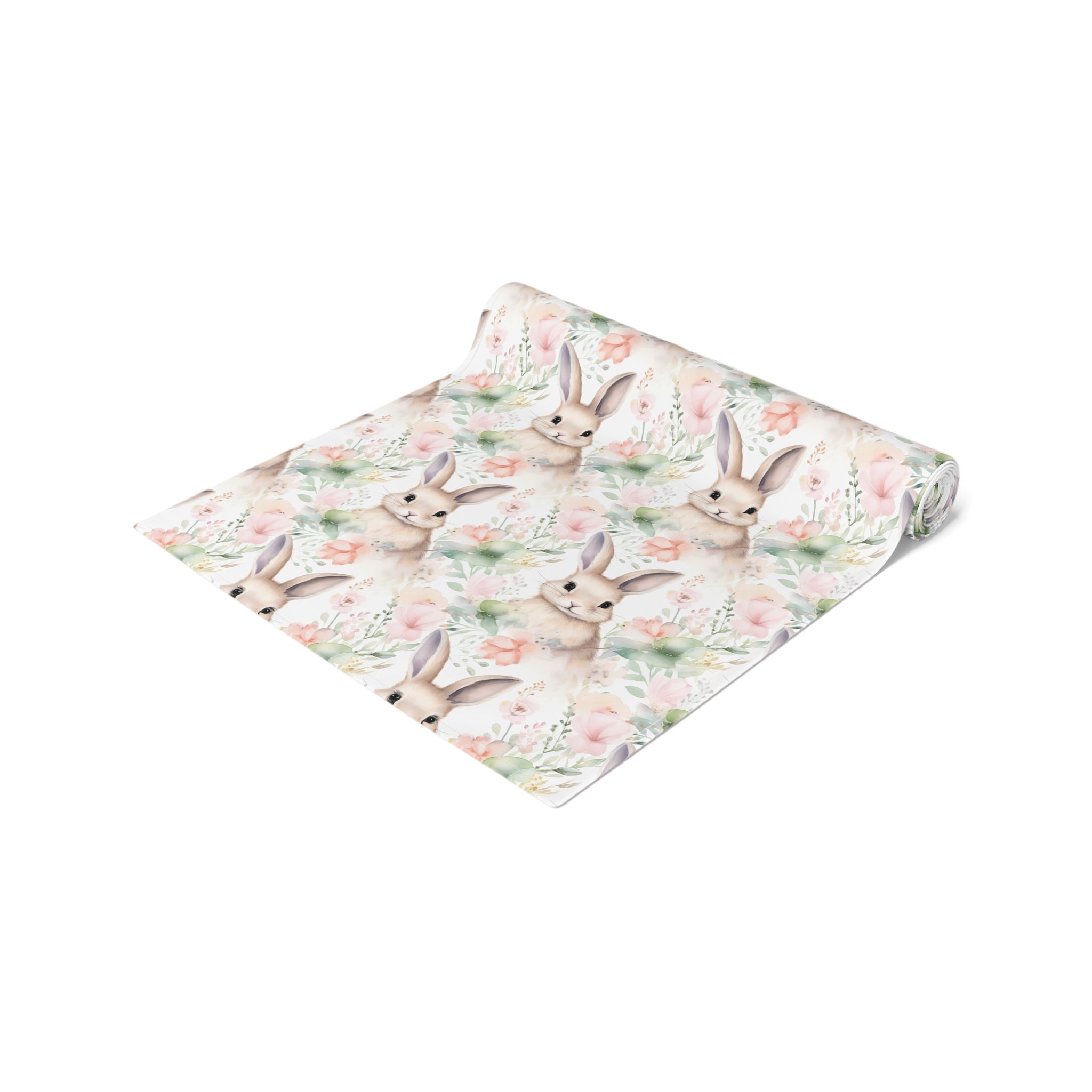Easter Bunny Floral Table Runner — Spring Cotton-Poly Dining Decor - Creations by Chris and Carlos
