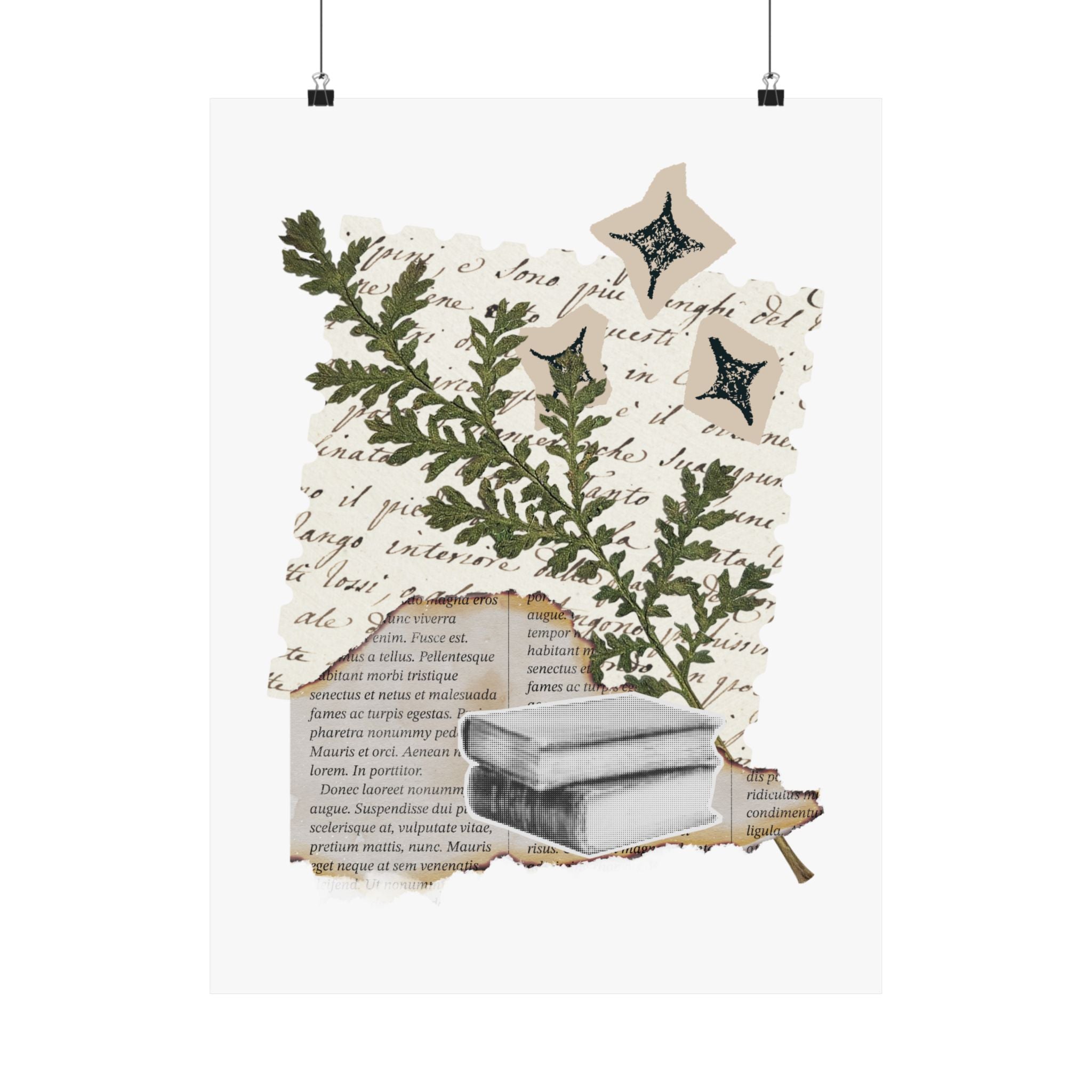 Briarwood Garden Botanical Collage Matte Poster — Vintage Books & Fern Wall Art - Creations by Chris and Carlos