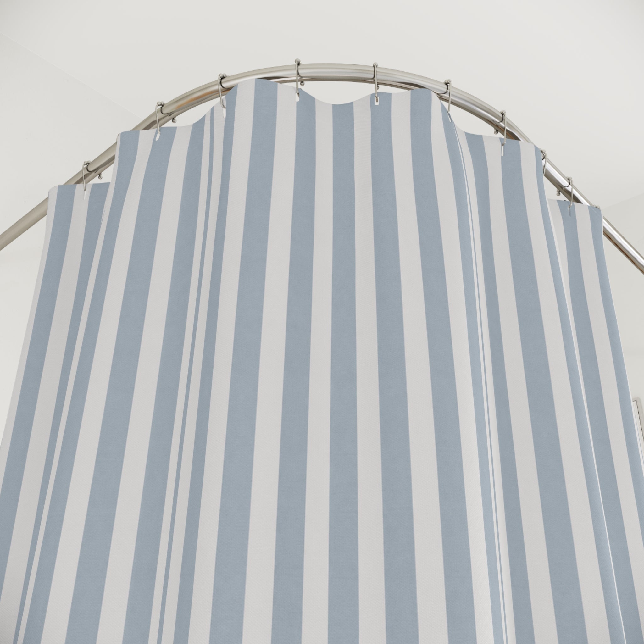 Blue & White Vertical Stripe Shower Curtain — Coastal Bathroom Curtain - Creations by Chris and Carlos