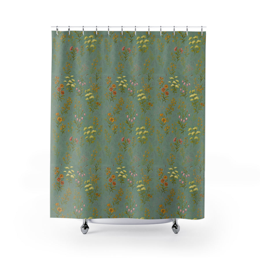 Floral Vintage Midnight Meadow Shower Curtains, Botanical Decor, Bathroom Accessories, Nature Inspired, Home Decor Gifts, Spring Decor