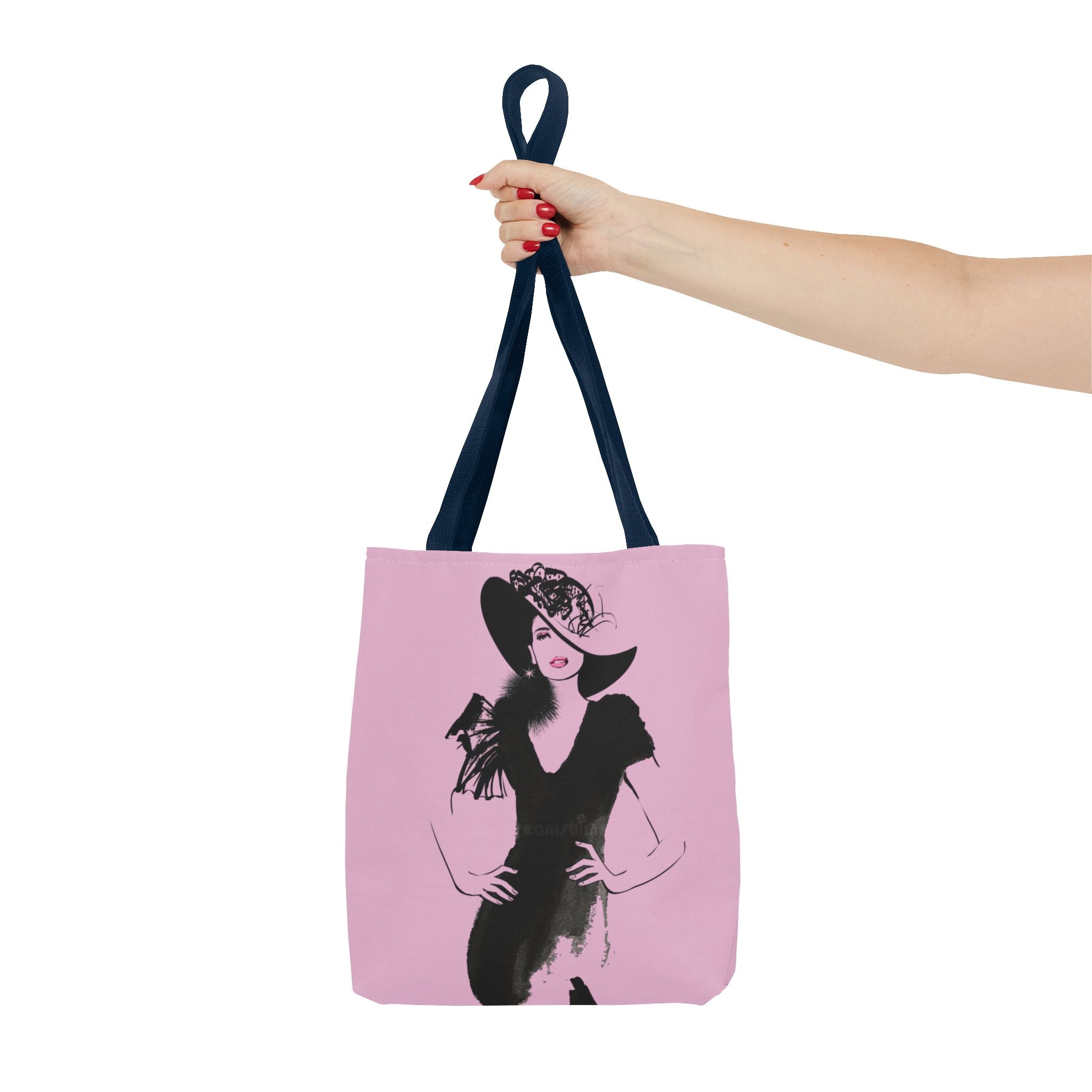 Fashion Illustration Tote Bag — Chic Pink Lady Print - Creations by Chris and Carlos